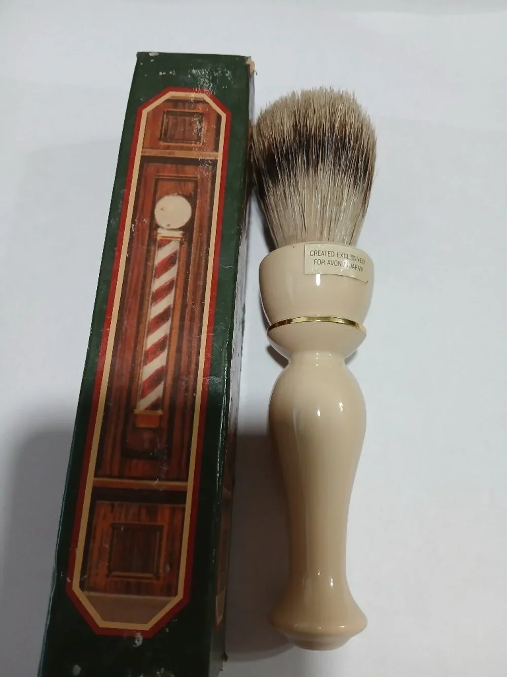 Avon natural shaving bristle brush 6” Long exclusively New Old Stock 1982 boxed